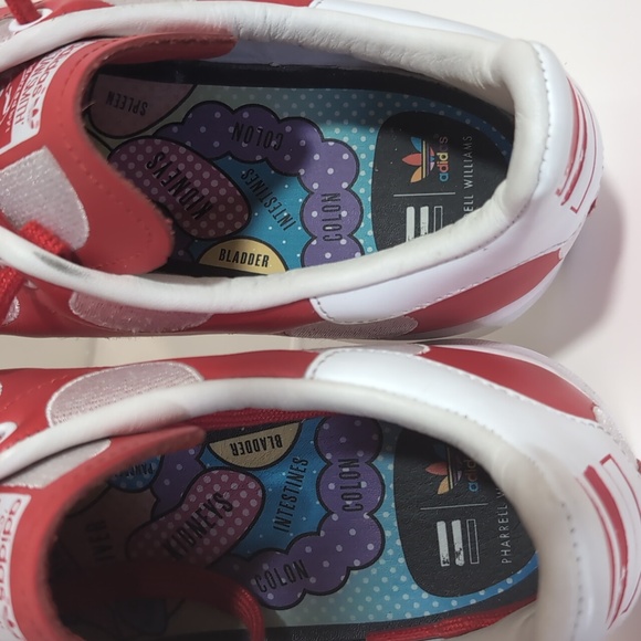 Men's bright red and silverish white polka dots Adidas Stan Smith endorsed - Picture 5 of 5